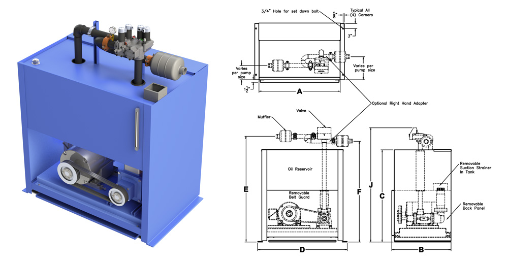 Belt Drive Power Unit model and drawing